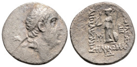 Greek
KINGS OF CAPPADOCIA, Ariobarzanes I Philoromaios (Circa 95-63 BC)
AR Drachm (17.2mm, 3.6g)
Obv: Diademed head r.
Rev: Athena standing l., holdin...