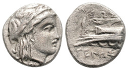Greek
BITHYNIA, Kios (Circa 350-300 BC)
AR Hemidrachm (8.5mm, 2g)
Obv: KIA, laureate head of Apollo right 
Rev: ΣΩΣΙ-ΓΕΝΗΣ, prow of galley left, ornam...