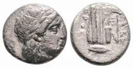 Greek 
BITHYNIA, Kios (Circa 350-300 BC)
AR Hemidrachm (7.8mm, 2.2g)
Obv: KIA. Laureate head of Apollo right.
Rev: AΘHNOΔΩPOΣ. Prow of galley left; gr...
