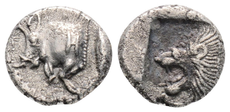 Greek
MYSIA, Kyzikos (Circa 525-475 BC)
AR Diobol (4.8mm, 1.1g)
Obv: Forepart of...