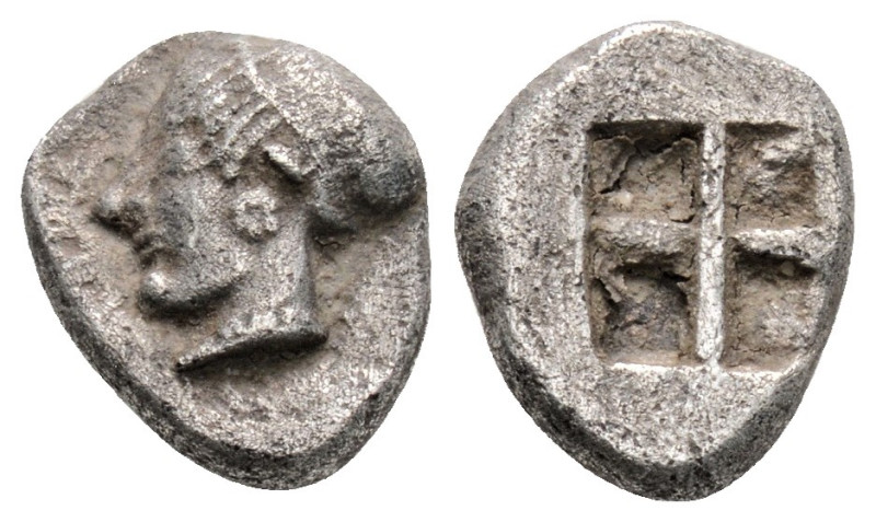 Greek
IONIA, Phokaia (Circa 521-478 BC)
AR Diobol (5.2mm, 1.2g)
Obv: Archaic fem...