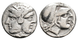 Greek
MYSIA, Lampsakos (Circa 4th-3rd centuries BC)
AR Diobol (10.6mm, 1.1g)
Obv: Janiform female head 
Rev: Head of Athena right, wearing crested Cor...