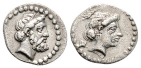 Greek
CILICIA, Nagidos (Circa 400-380 BC)
AR Obol (11mm, 0.7g)
Obv: Head of Aphrodite to right; behind, N. 
Rev: Head of bearded Dionysos to right; be...