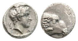 Greek
TROAS, Kebren (Circa 387-310 BC)
AR Obol (2.1mm, 0.48g)
Obv: Head of a ram to right. 
Rev: Youthful male head to right; to left and right, uncer...