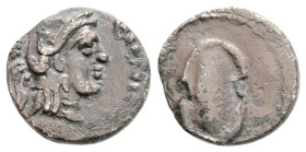 Greek
Boiotia, Thebes (Circa 387-374 BC)
AR Obol (10.9mm 0.88g) 
Obv: Boiotian shield 
Rev: Helmeted head of Athena to right. 
Traité 284, pl. CCII, 2...