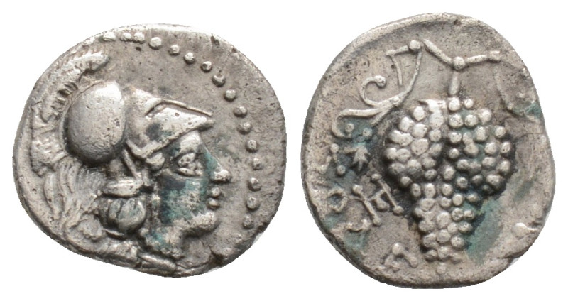 Greek
CILICIA, Soloi (Circa 350-330 BC)
AR Obol (10.5mm, 0.6g)
Obv: Helmeted hea...