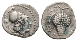 Greek
CILICIA, Soloi (Circa 350-330 BC)
AR Obol (10.5mm, 0.6g)
Obv: Helmeted head of Athena to right, wearing crested Corinthian helmet. 
Rev. ΣΟΛΕΩΝ ...