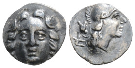Greek
PISIDIA, Selge (Circa 350-300 BC)
AR Obol (5.9mm, 0.81g)
Obv: Facing gorgoneion.
Rev. Helmeted head of Athena right; behind neck, astragalos abo...
