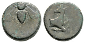 Greek
IONIA, Ephesos (Circa 390-380 BC)
AE Bronze (11.3mm, 2.5g)
Obv: Ε - Φ. Bee 
Rev: Forepart of stag right, head left.
SNG Copenhagen 244.