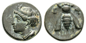 Greek
IONIA, Ephesos (Circa 375-325 BC)
AE Bronze (10.8mm, 1.3g)
Obv: Female head left, wearing mural-crown 
Rev: E - Φ. Bee.
SNG von Aulock 1839; SNG...