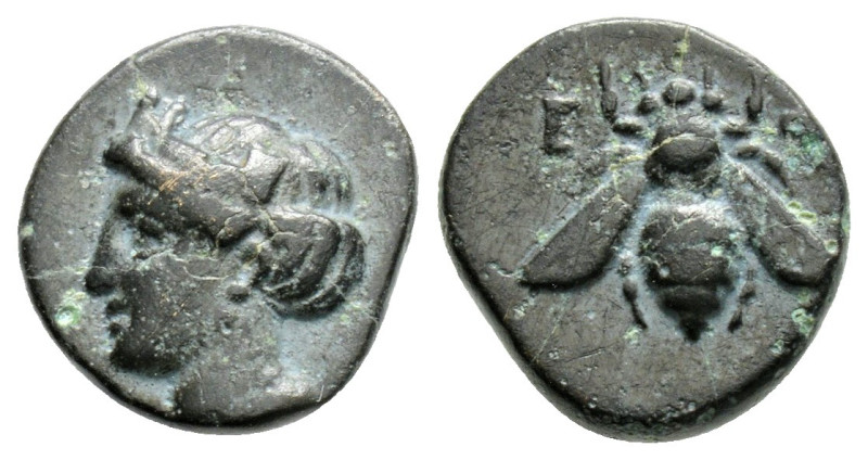 Greek
IONIA, Ephesos (Circa 375-325 BC)
AE Bronze (10.9mm, 1.1g)
Obv: Female hea...