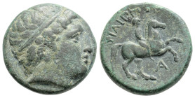 Greek 
KINGS OF MACEDON, Philip II (Circa 359-336 BC)
AE Bronze (17.9mm, 5.5g)
Obv: Diademed head of Apollo right.
Rev: ΦΙΛΙΠΠΟΥ. Naked youth on horse...