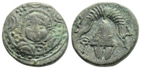 Greek 
KINGS OF MACEDON, Philip III Arrhidaios (Circa 323-317 BC)
AE 1/2 Unit. (16.3mm, 3.3g)
Obv: Macedonian shield, with facing gorgoneion on boss.
...