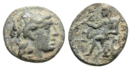 Greek
SELEUKID EMPIRE, Antiochos II Theos, Antioch on the Orontes (Circa 261-246 BC)
AE Bronze (10.5mm, 0.8g)
Obv: Laureate head of Apollo to right 
R...