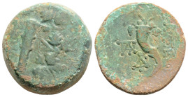 Greek
CILICIA,Tarsos (Circa 175-164 BC)
AE Bronze (20.3mm, 8.4g)
Obv: Club within oak-wreath 
Rev:ΤΑΡΣΕΩΝ, cornucopia; monograms in left field.
SNG Le...