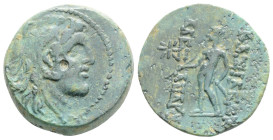 Greek 
SELEUKID KINGDOM, Alexander I Balas (Circa 152-145 BC)
AE Bronze (18.3mm, 6.2g)
Obv: Head of Alexander I right, wearing lion skin headdress.
Re...