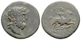 Greek
PISIDIA, Isinda (Circa 2nd-1st centuries BC)
AE Bronze (20.5mm, 4.7g)
Obv: Laureate head of Zeus right.
Rev: ΙΣΙΝ. Warrior on horseback gallopin...
