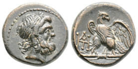 Greek
KINGS OF GALATIA, Deiotaros (Circa 63-59/8 BC)
AE Bronze (17.9mm, 5.6g)
Obv: Laureate head of Zeus, right.
Rev: Eagle, with head right and wings...