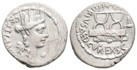 Roman Republic
M. Plaetorius M.f. Cestianus (67 BC)
AR Denarius (18.7mm 3.7g)
Obv: Turreted bust of Cybele r., globe before, CESTIANVS and lion forepa...