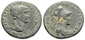 Roman Provincial
MYSIA. Miletopolis. Trajan. (98-117 AD)
AE Bronze ( 21.3mm 6 g)
Obv: Laureate head right 
Rev: Helmeted bust of Athena right, wearing...