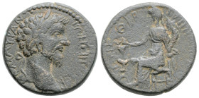 Roman Provincial
CILICIA, Irenopolis-Neronias, Marcus Aurelius (161-180 AD)
AE Bronze (21.1mm, 7.7g)
Obv: Laureate head right 
Rev: Demeter seated lef...