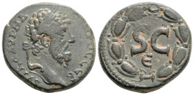 Roman Provincial
SELEUCIS AND PIERIA, Antioch, Lucius Verus (161-169 AD)
AE Bronze (23.8mm 11.4g)
Obv: laureate head right 
Rev: Large SC, E below; al...