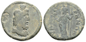 Roman Provincial 
LYDIA, Thyatira, Pseudo-autonomous (180-235 AD)
AE Bronze (20.2mm, 4.3g)
Obv: Draped bust of Serapis right, wearing kalathos.
Rev: Θ...