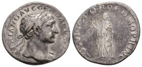 Roman Imperial
Trajan (98-117 AD) Rome
AR Denarius (18.6mm, 2.8g)
Obv: IMP TRAIANO AVG GER DAC P M TR P.Laureate head right, slight drapery on far sho...