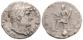 Roman Imperial
Hadrian (126-127 AD) Rome
AR Denarius (17.8mm 2.9g) 
Obv: HADRIANVS AVGVSTVS, laureate head right. 
Rev: COS III, Abundantia seated lef...