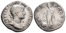 Roman Imperial
Hadrian (117-138 AD) Rome
AR Denarius (13mm, 2.6g)
Obv: IMP CAESAR TRAIAN HADRIANVS AVG Laureate and draped bust of Hadrian to right. R...