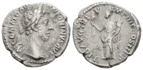 Roman Imperial 
Commodus (177-192 AD) Rome
AR Denarius (19.1 mm 3.2g)
Obv: M COMMODVS ANTONINVS AVG. Laureate head right.
Rev: LIB AVG TR P V IMP IIII...