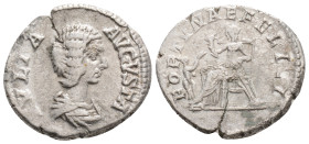Roman Imperial
Julia Domna, Augusta, (193-217 AD) Rome
AR Denarius (19mm, 3.1g)
Obv: IVLIA AVGVSTA Draped bust of Julia Domna to right.
Rev: FORTVNAE ...
