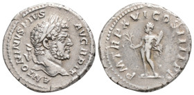 Roman Imperial
Caracalla (198-217 AD) Rome
AR Denarius (19mm, 3.4g)
Obv: ANTONINVS PIVS AVG BRIT Laureate head of Caracalla to right. 
Rev: P M TR P X...