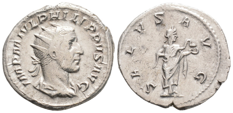 Roman Imperial
Philip I (244-249 AD) Rome
AR Antoninianus (18.3mm, 4.6g)
Obv: IM...