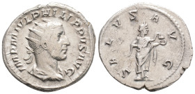 Roman Imperial
Philip I (244-249 AD) Rome
AR Antoninianus (18.3mm, 4.6g)
Obv: IMP M IVL PHILIPPVS AVG Radiate, draped and cuirassed bust of Philip I t...