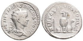 Roman Imperial 
Herennius Etruscus (249-251 AD) Rome
AR Antoninianus (22.1mm, 4.4g)
Obv: Q HER ETR MES DECIVS NOB C. Radiate and draped bust right.
Re...