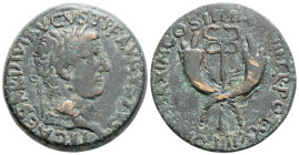 Roman Imperial
Tiberius (14-37 AD) Commagene
AE Bronze (30.2mm, 13.6g)
Obv: TI CAESAR DIVI AVGVSTI F AVGVSTVS. Laureate head right.
Rev: PONT MAXIM CO...