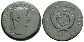 Roman Imperial
Tiberius (14-37 AD) Commagene
AE Bronze (29.4mm, 13.5)
Obv: TI CAESAR DIVI AVGVSTI F AVGVSTVS. Laureate head right.
Rev: PONT MAXIM COS...