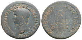 Roman Imperial
Claudius (41-54 AD) Titus
AE Bronze (26.8mm, 9.2g)
Obv: TI CLAVDIVS CAESAR AVG P M TR P IMP P P, bust left 
Rev: IMP T VESP AVG REST, M...