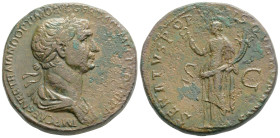 Roman Imperial
Trajan (98-117 AD) Rome
AE Sestertius (33.4mm, 28.4g)
Obv: IMP CAES NER TRAIANO OPTIMO AVG GER DAC P M TR P COS VI P P, laureate bust r...