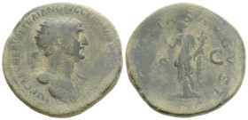 Roman Imperial
Trajan (112-114 AD) Rome
AE Dupondius (28.3mm, 11.7g)
Obv: radiate bust to right, slight drapery on far shoulder 
Rev: FELICITAS AVGVST...