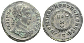 Roman Imperial
Crispus, Caesar (317-326 AD) Ticinum
AE Follis (18.9mm, 3g)
Obv: CRISPVS NOB CAES, laureate and cuirassed bust of Crispus right 
Rev: D...