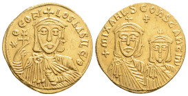 Byzantine
Theophilus, with Constantine and Michael II (829-842 AD) Constantinople 
AV Solidus (20.5mm, 4.32g)
Obv: Crowned facing bust of Theophilus, ...