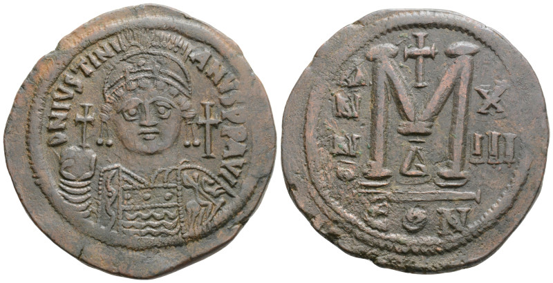 Byzantine
Justinian I (527-565 AD) Constantinople 
AE Follis (39.7mm, 23.6g)
Obv...