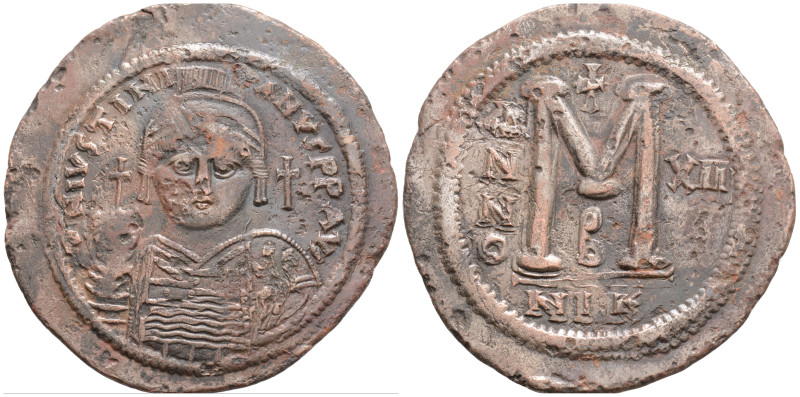 Byzantine
Justinian I (538/9 AD) Nicomedia
AE Nummus (46.2mm, 21.6g)
Obv: D N IV...