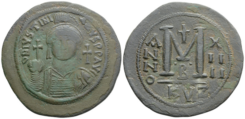 Byzantine
Justinian I (527-565 AD) Kyzikos 
AE Follis (43.8mm, 21.8g)
Obv: D N I...