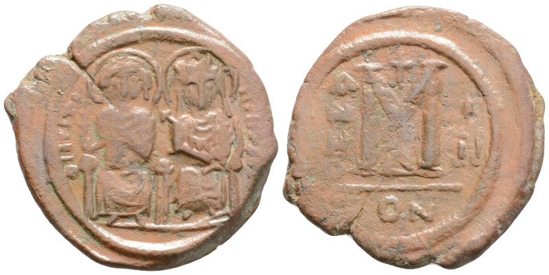 Byzantine
Justin II, with, Sophia (567/8 AD) Constantinople
AE Nummi (32mm, 11.5...