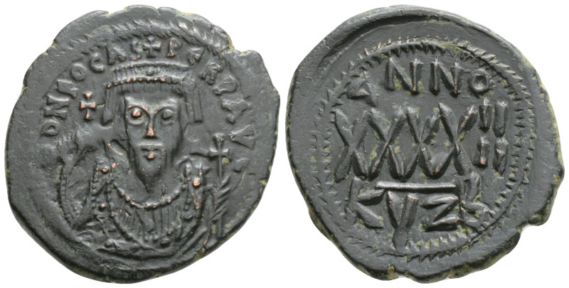 Byzantine
Phocas (602-610 AD) Kyzikos
AE Follis (31.2mm, 11.4g)
Obv: Crowned bus...