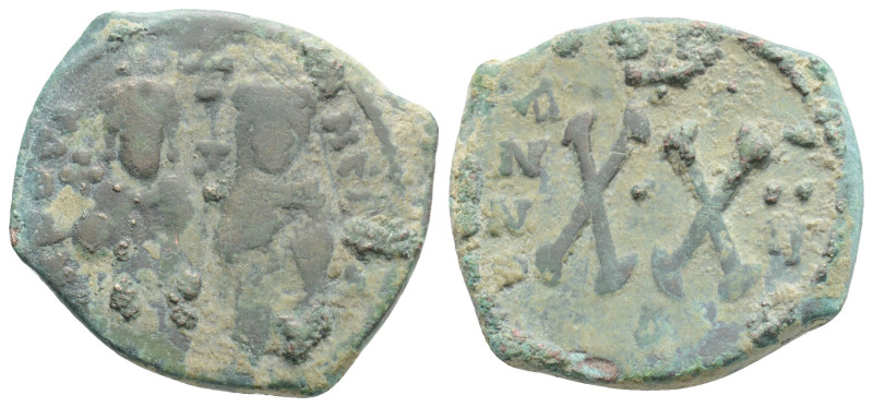 Byzantine
Phocas, with Leontia (602-610 AD)
AE Half Follis (22.4mm, 4.4g)
Obv: P...
