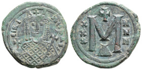 * Rare Irene *

Byzantine
Irene (797-802 AD) Constantinople
AE Foolis (23.9mm, 4.9g)
Obv: ЄIRINH ЬAS. Crowned facing bust, holding cruciform sceptre a...